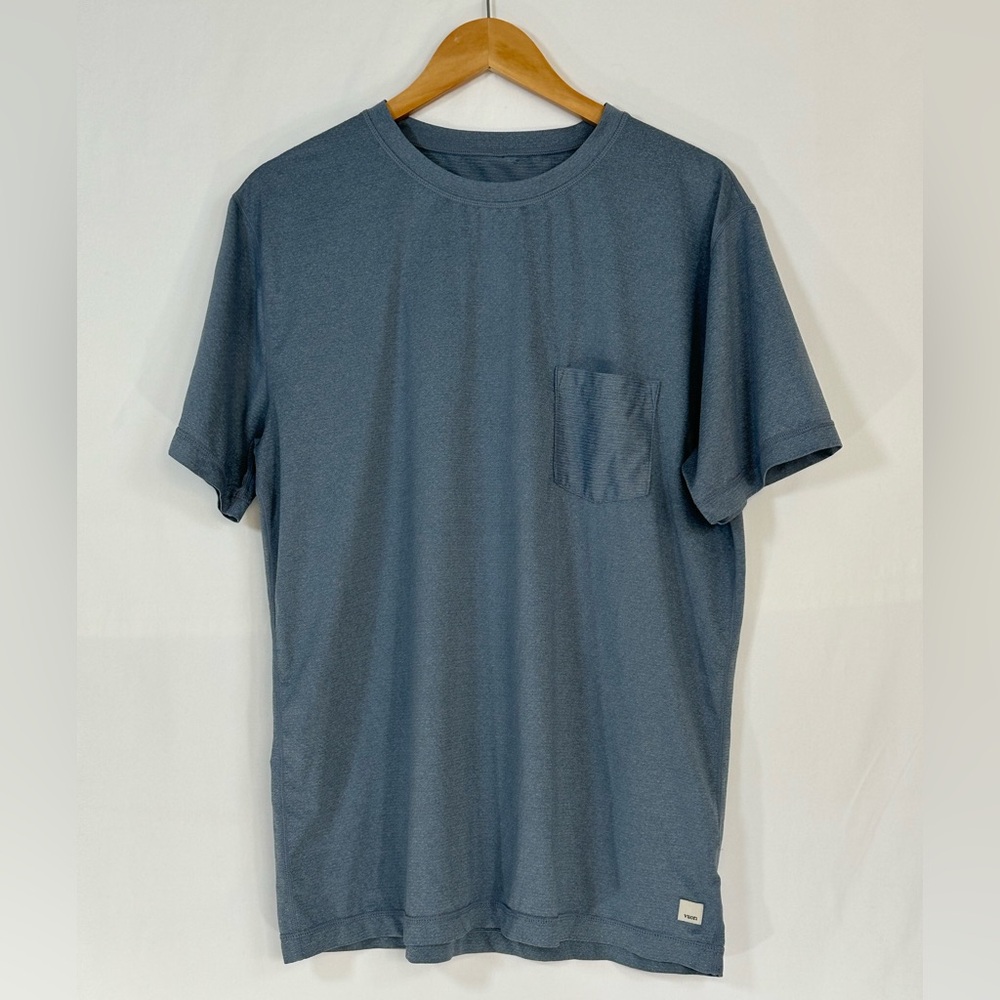 Vuori Mens Athletic Short Sleeve T-shirt Performance Blue Large Athletic Gym